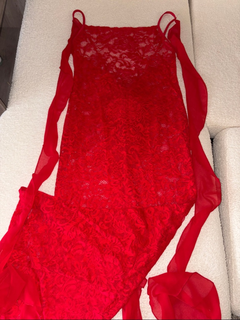 Red Lace Chemise Dress for Women - Elegant Sheer